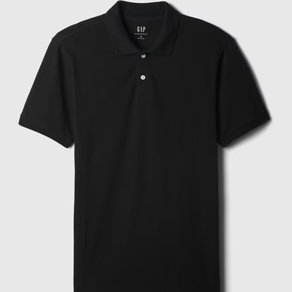 Gap Mens XXXL All Day Pique Polo Shirt Black
